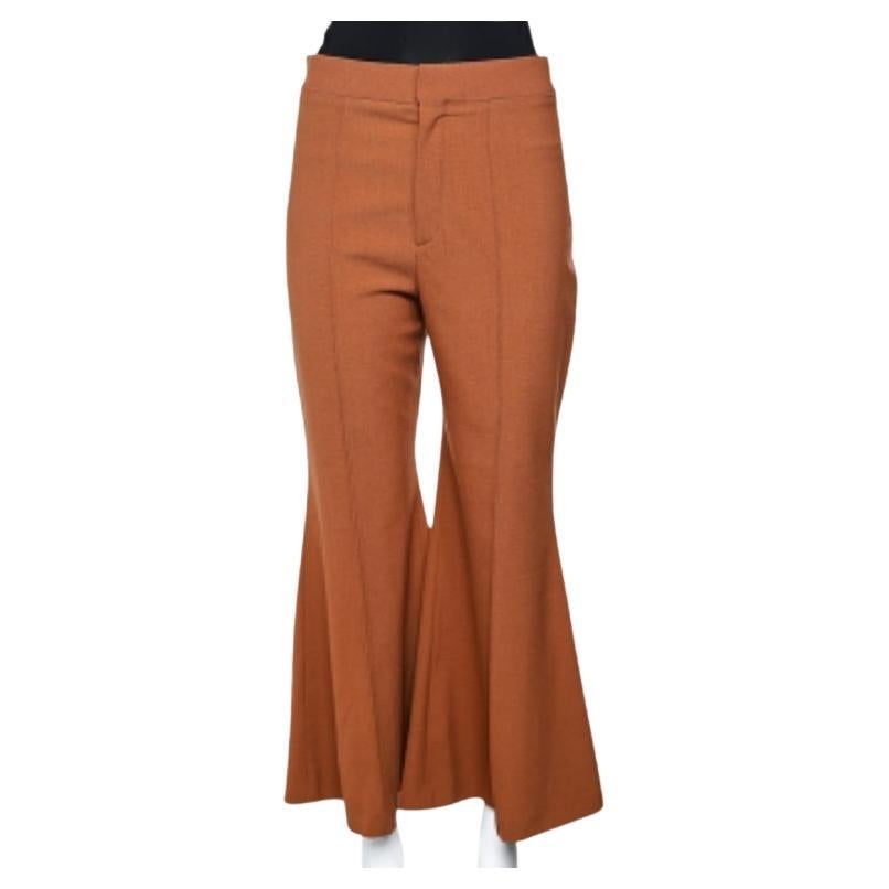 Chloe Brown Pantalon à jambes évasées en laine Delight M en vente