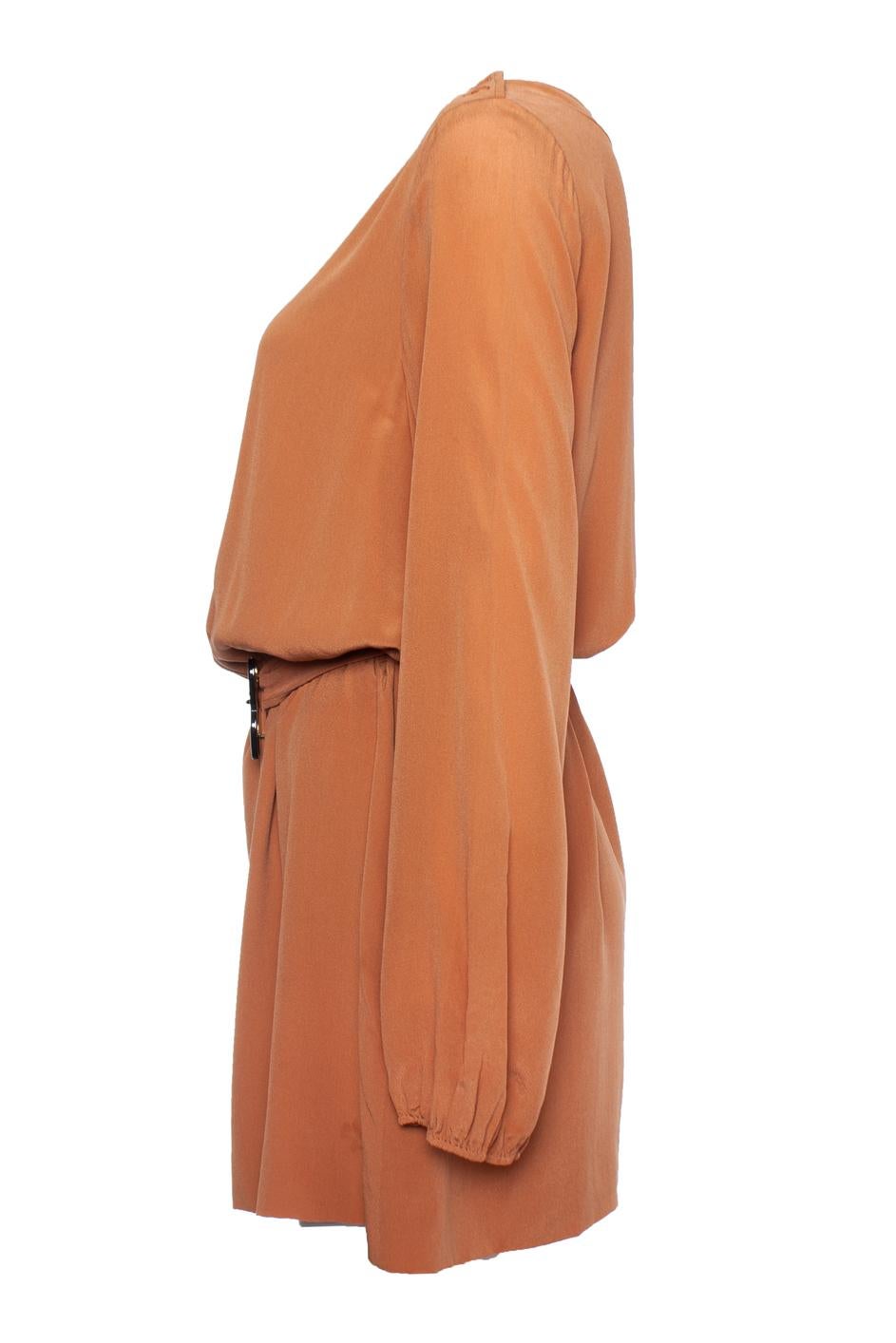 Brown Chloe, brown dress with waist belt For Sale