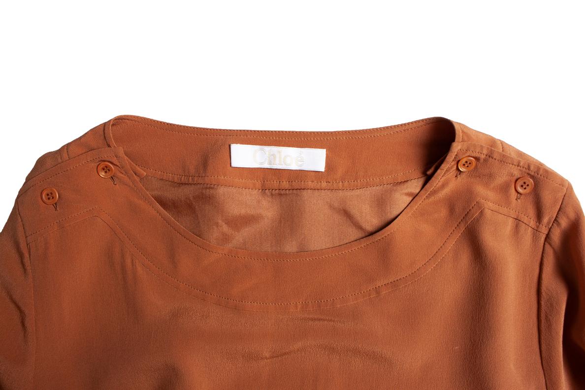 Women's Chloe, brown dress with waist belt For Sale