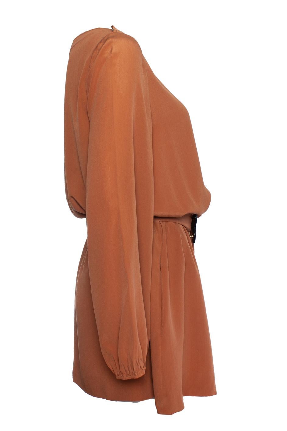 Chloe, brown dress with waist belt For Sale 1