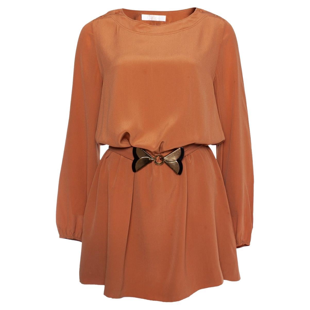 Chloe, brown dress with waist belt For Sale