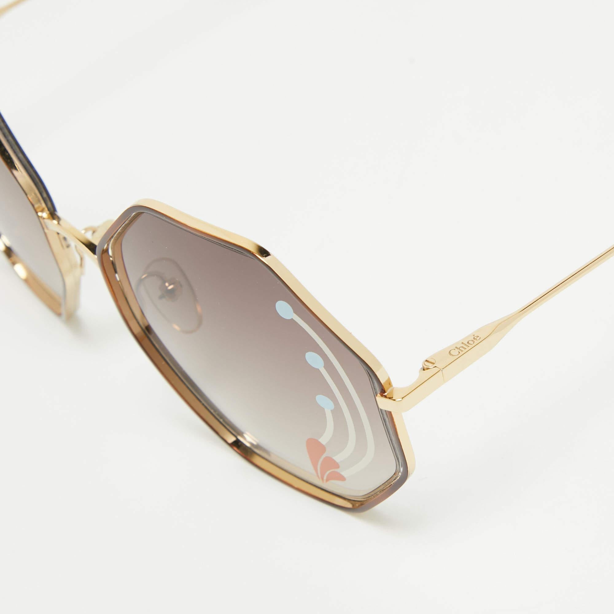 Beige Chloe Brown/Gold Gradient CE132SRI Poppy Geometric Sunglasses