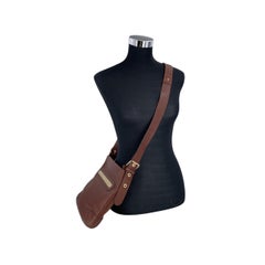 Chloe Brown Grained Leather Gold Hardware Messenger Shoulder Bag