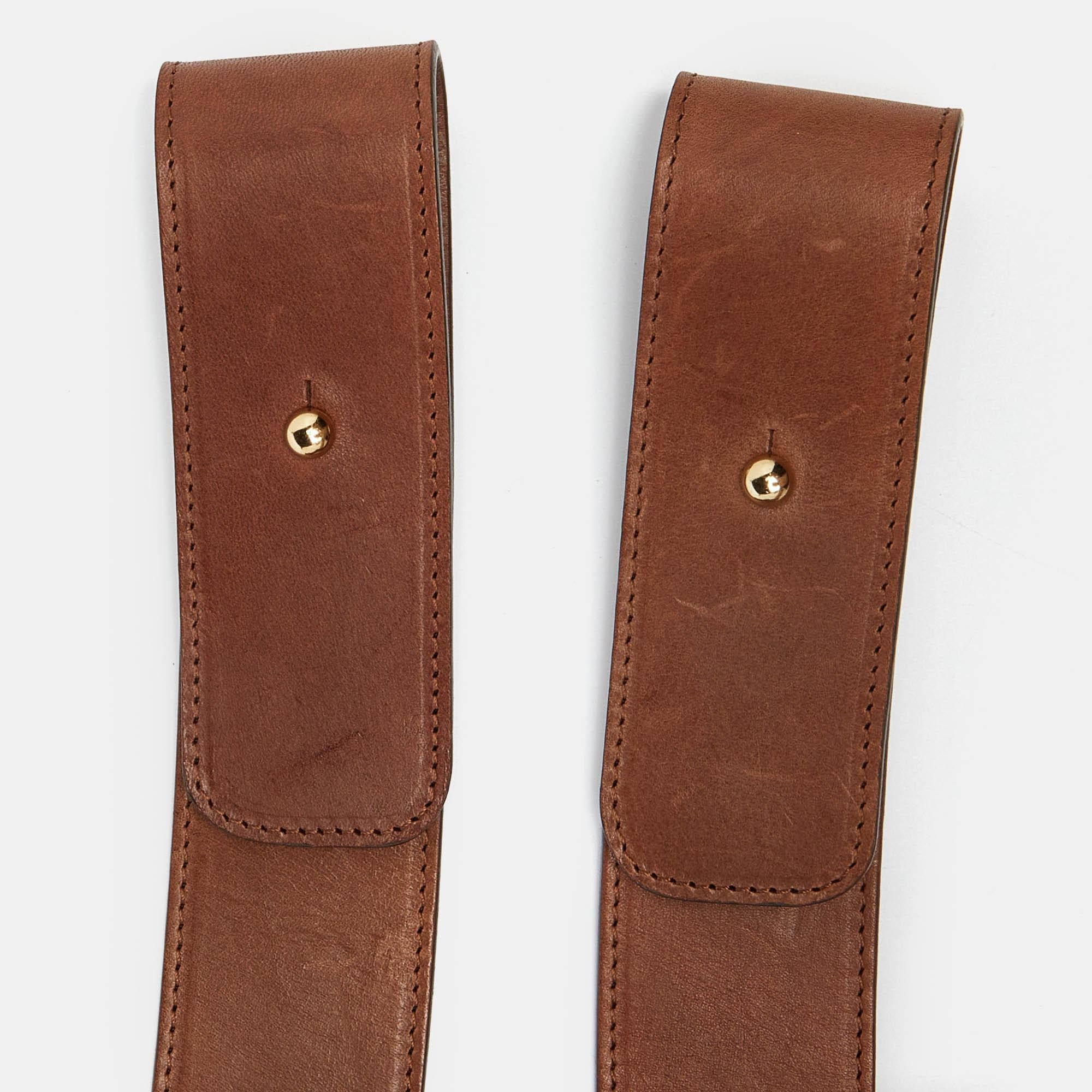 Chloe Brown Leather and Elastic Band Waist Belt In Good Condition For Sale In Dubai, Al Qouz 2