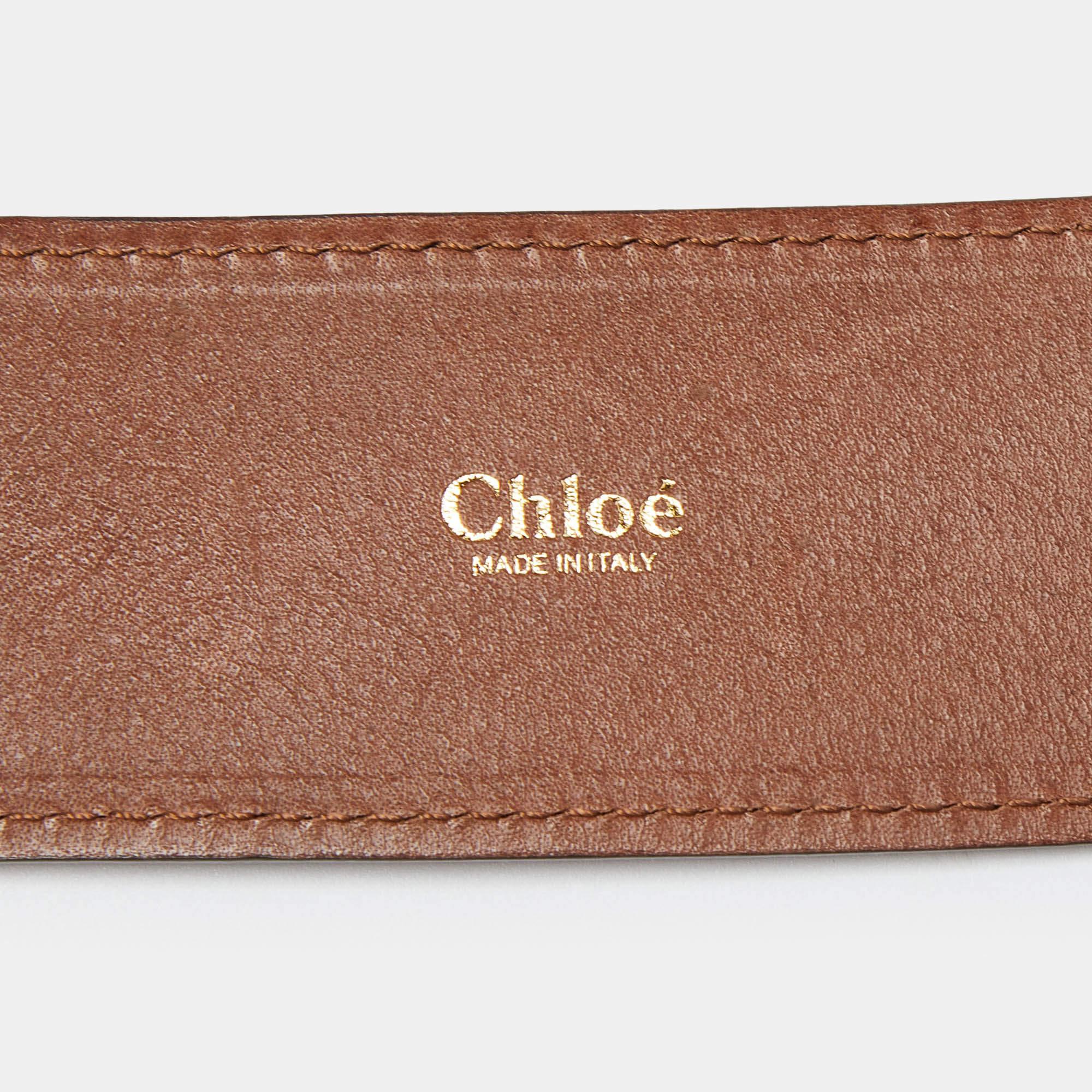 Chloe Brown Leather and Elastic Band Waist Belt For Sale 1