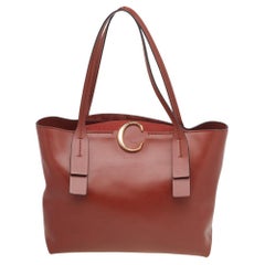 Chloe Brown Leather and Suede Medium C Zipped Tote