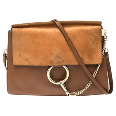 Chloe Brown Leather and Suede Medium Faye Shoulder Bag