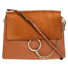 Chloé Brown Leather and Suede Medium Faye Shoulder Bag