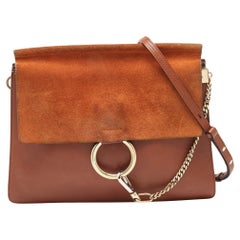 Used Chloe Brown Leather and Suede Medium Faye Shoulder Bag