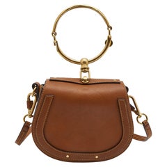 Chloe Brown Leather and Suede Small Nile Bracelet Crossbody Bag