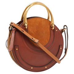 Chloe Brown Leather and Suede Small Pixie Round Bag