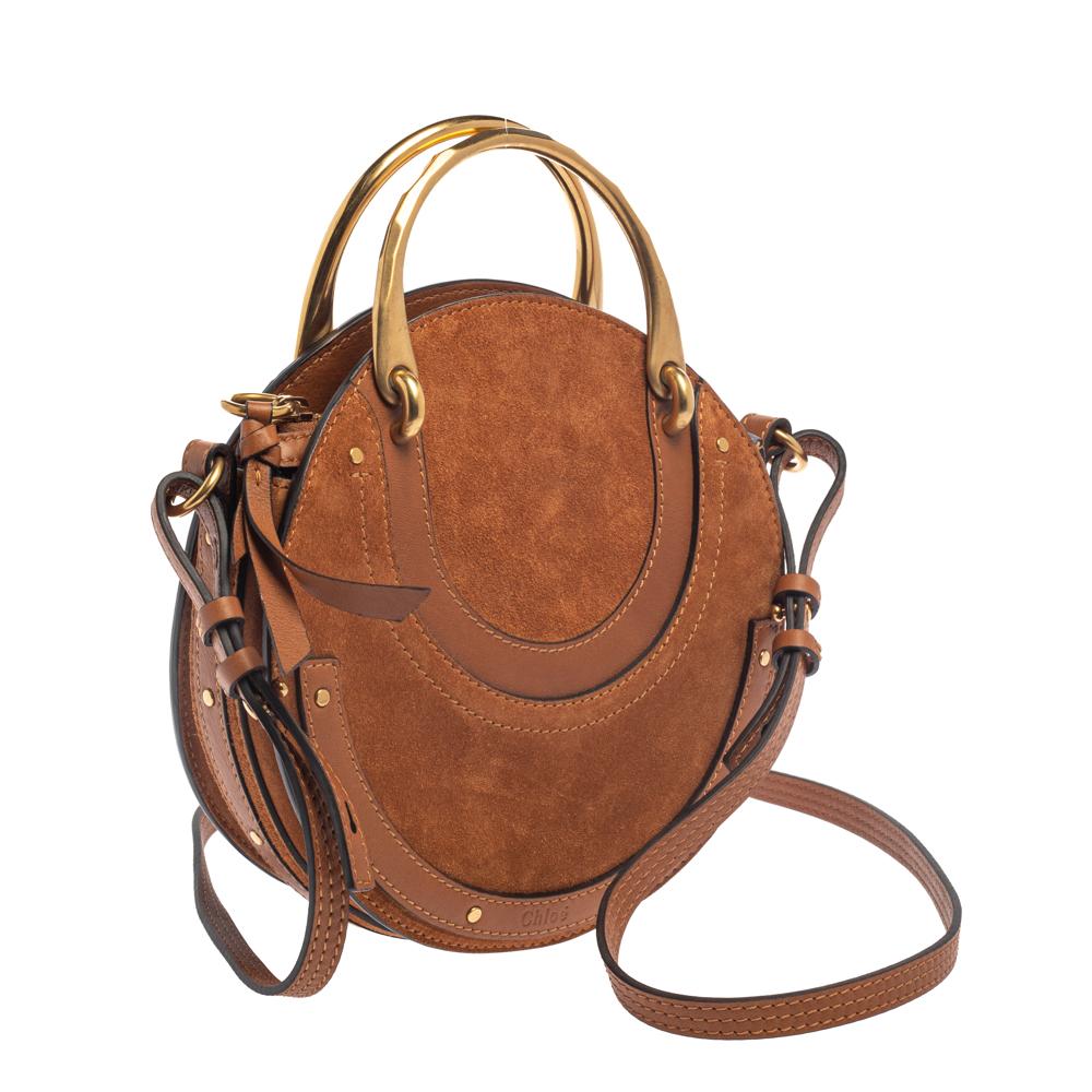 Chloe Brown Leather and Suede Small Pixie Shoulder Bag In Good Condition In Dubai, Al Qouz 2