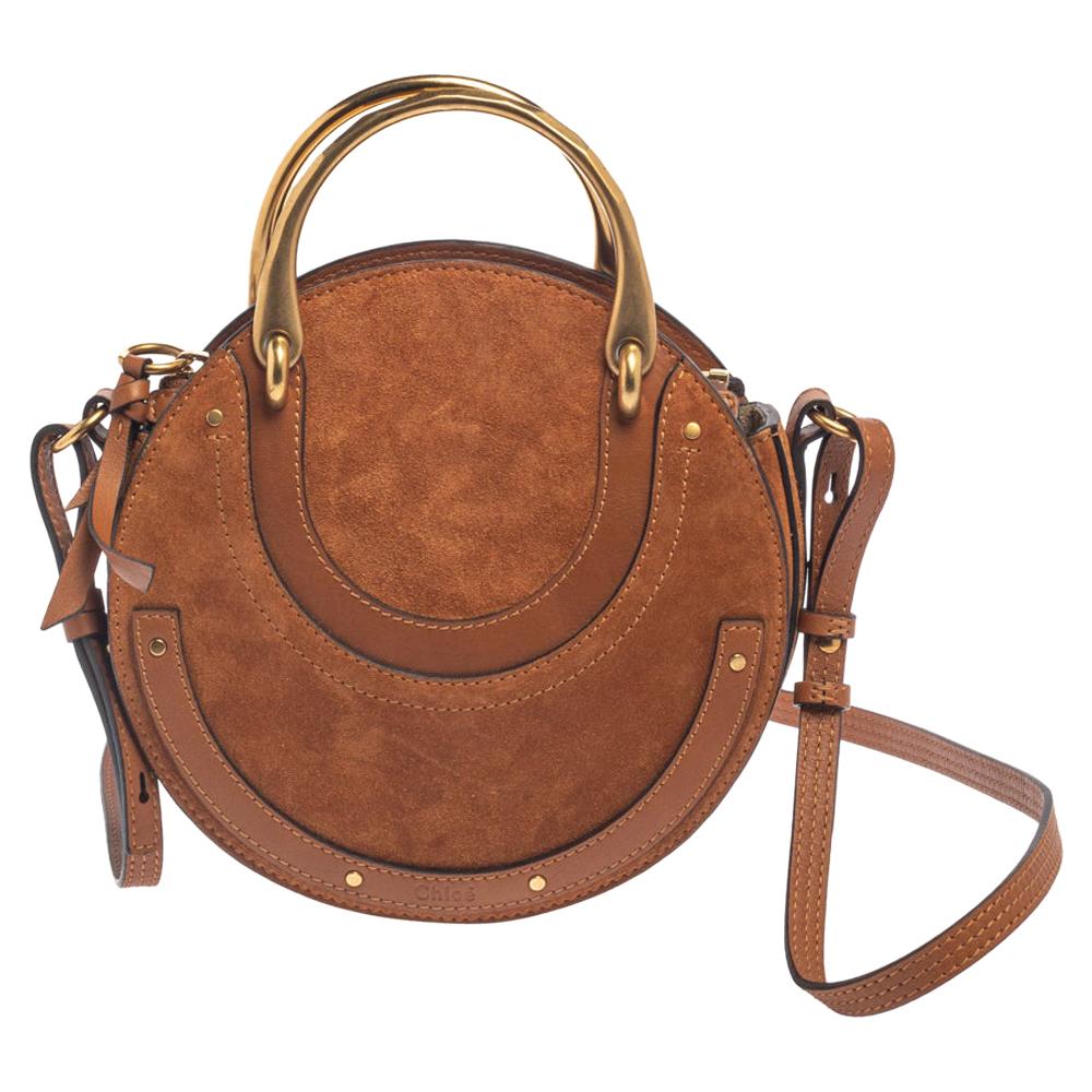 Chloe Brown Leather and Suede Small Pixie Shoulder Bag