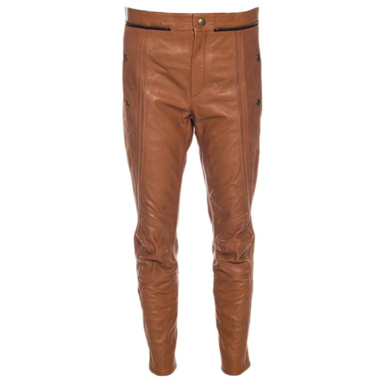 Chloe Brown Leather Ankle Length Biker 