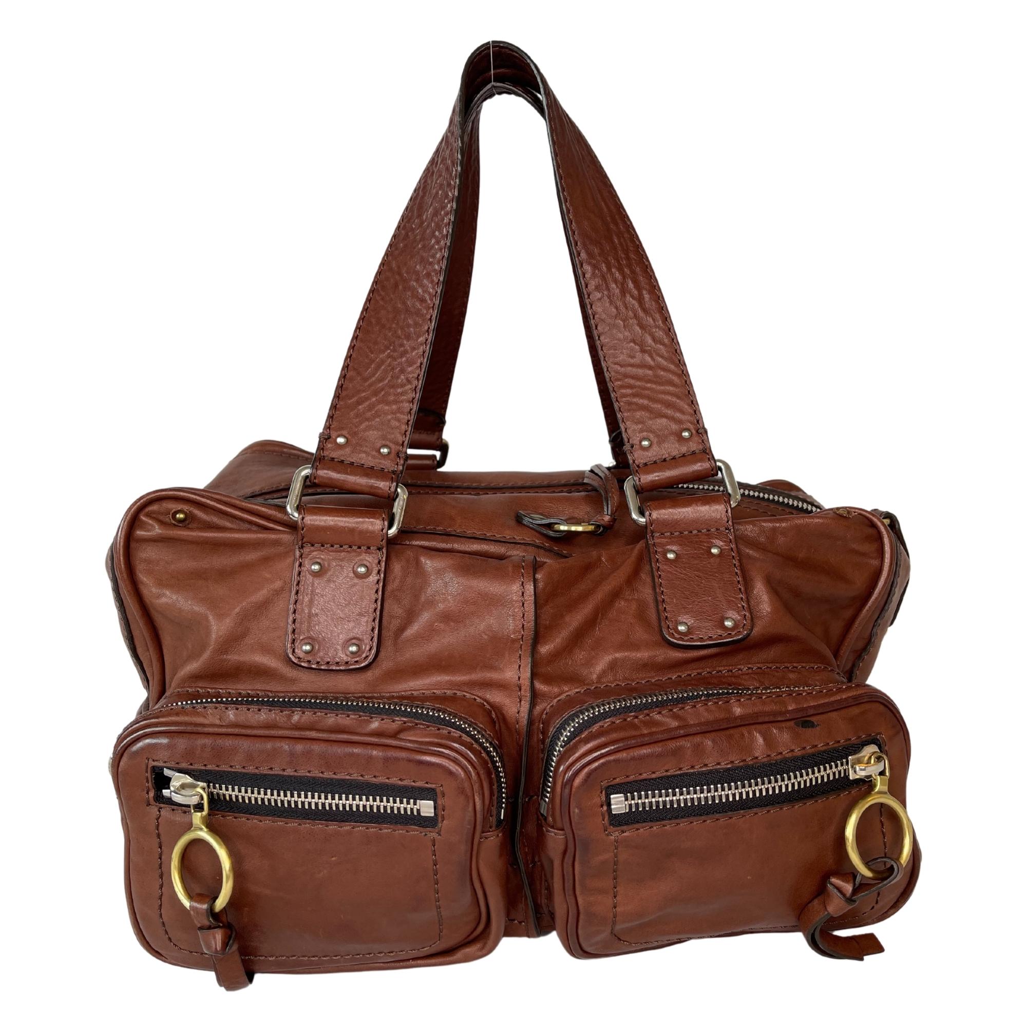 Chloe Drew Caramel/Floral Leather Small Studded Patchwork Shoulder Bag ...