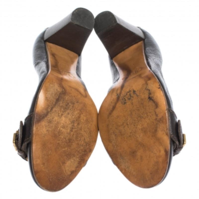 Noir Chloe - Escarpins à boucle en cuir Brown - Taille 37 en vente