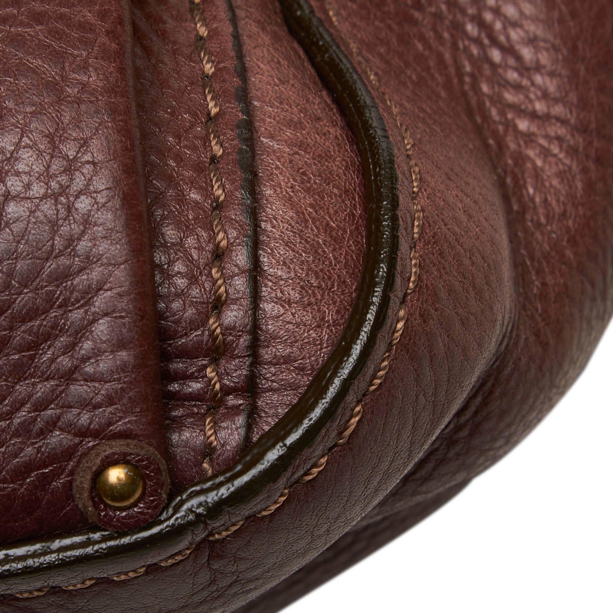 Chloe Brown Leather Double Pocket Paddington Tote Bag For Sale 8