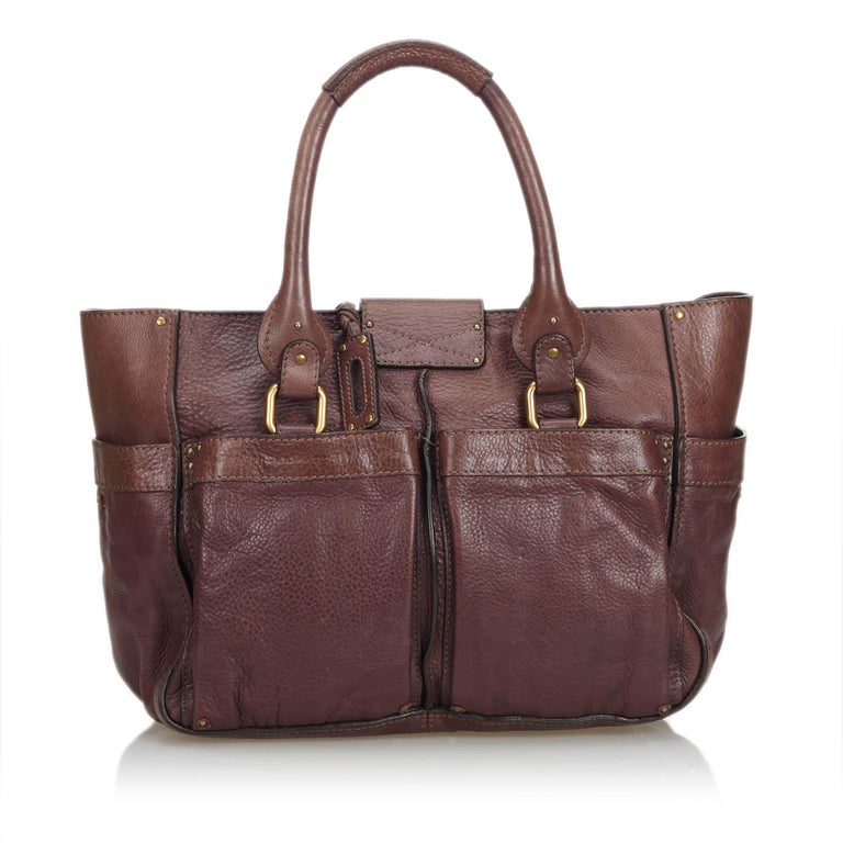 Chloe Brown Leather Double Pocket Paddington Tote Bag For Sale at 1stDibs
