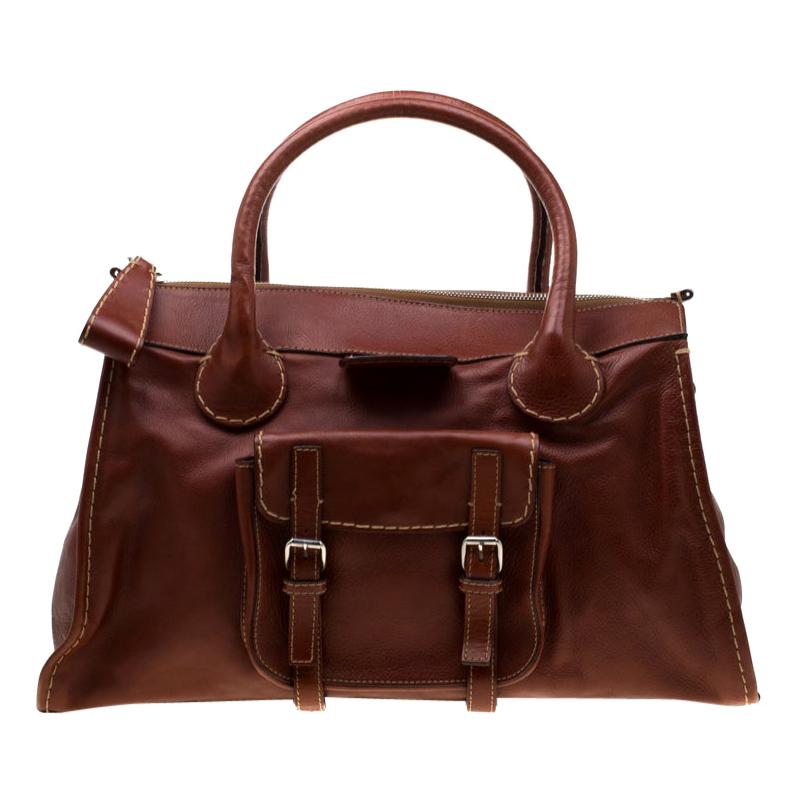 Chloe Brown Leather Edith Shopper Tote