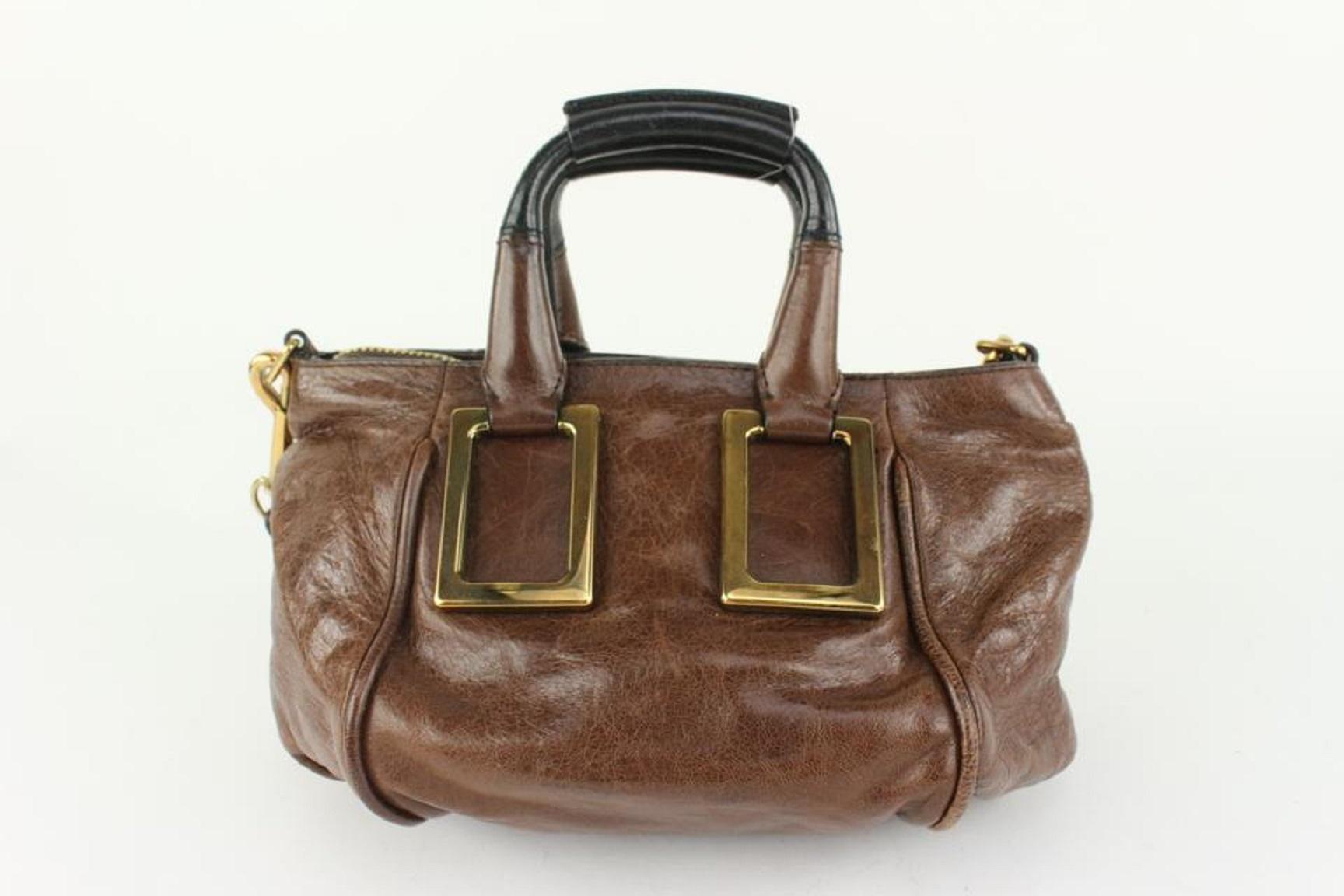 Chloé Brown Leather Ethel 2way Tote Bag 108cl2 In Good Condition For Sale In Dix hills, NY