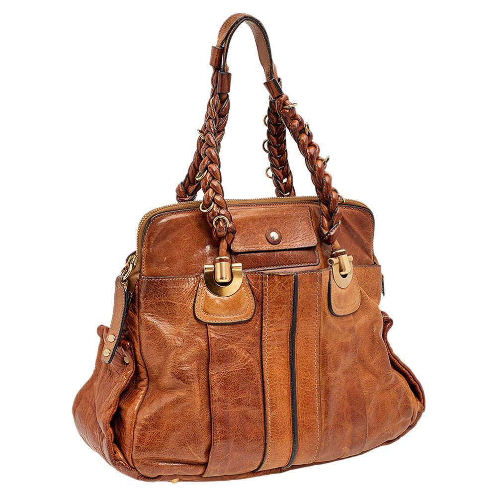 Women's Chloe Brown Leather Heloise Large Satchel For Sale