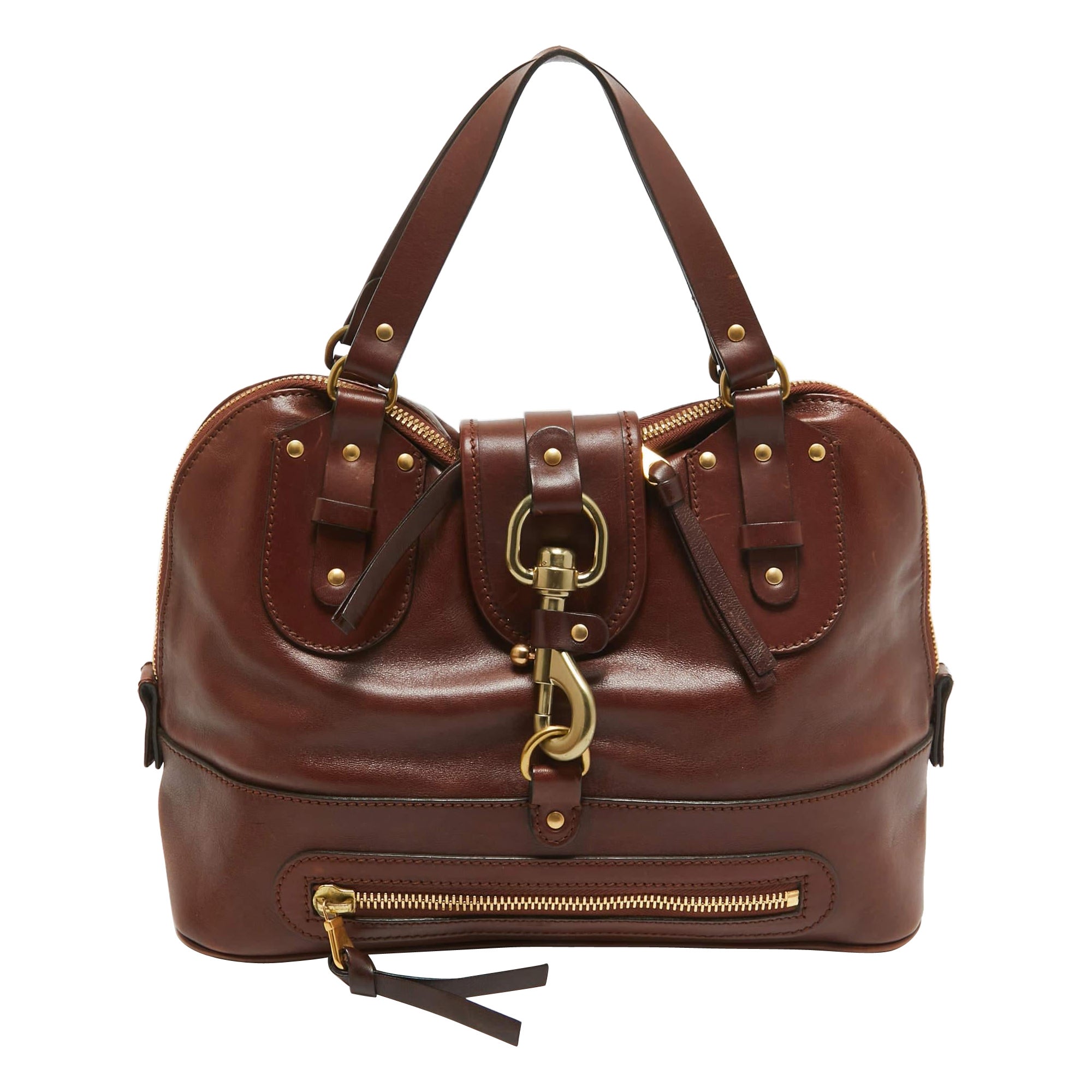 Chloe Brown Leather Kerala Dome Satchel