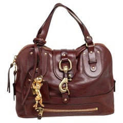 Chloe Brown Leather Kerala Dome Satchel