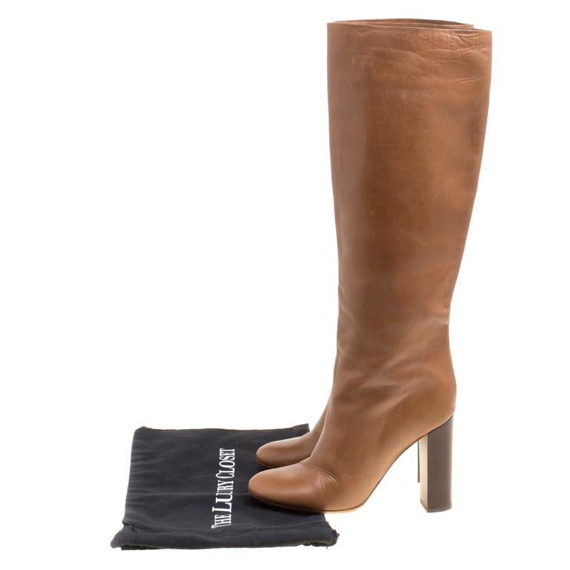 Chloe Brown Leather Knee High Boots Size 39 4