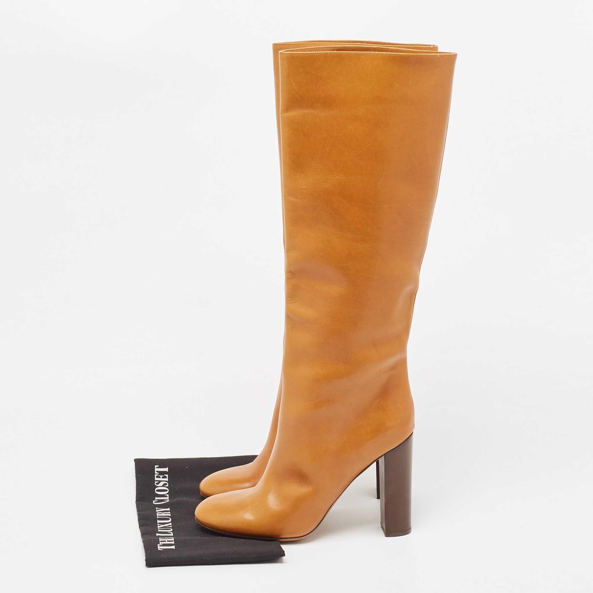 Chloe Brown Leather Knee Length Boots Size 41 For Sale 5