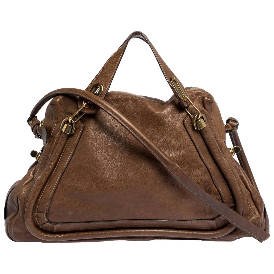 Chloe Brown Leather Large Paraty Satchel