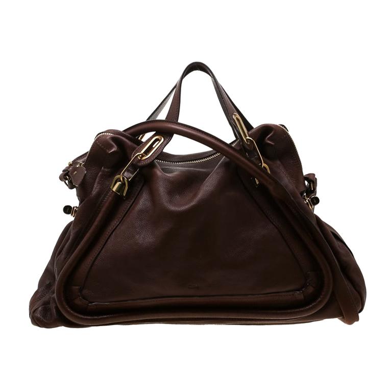 Chloe Brown Leather Large Paraty Shoulder Bag For Sale at 1stDibs