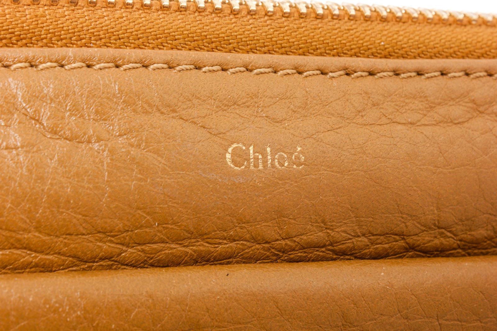 Chloe Brown Leather Lily Zip Wallet with gold-tone hardware, single exterior 1