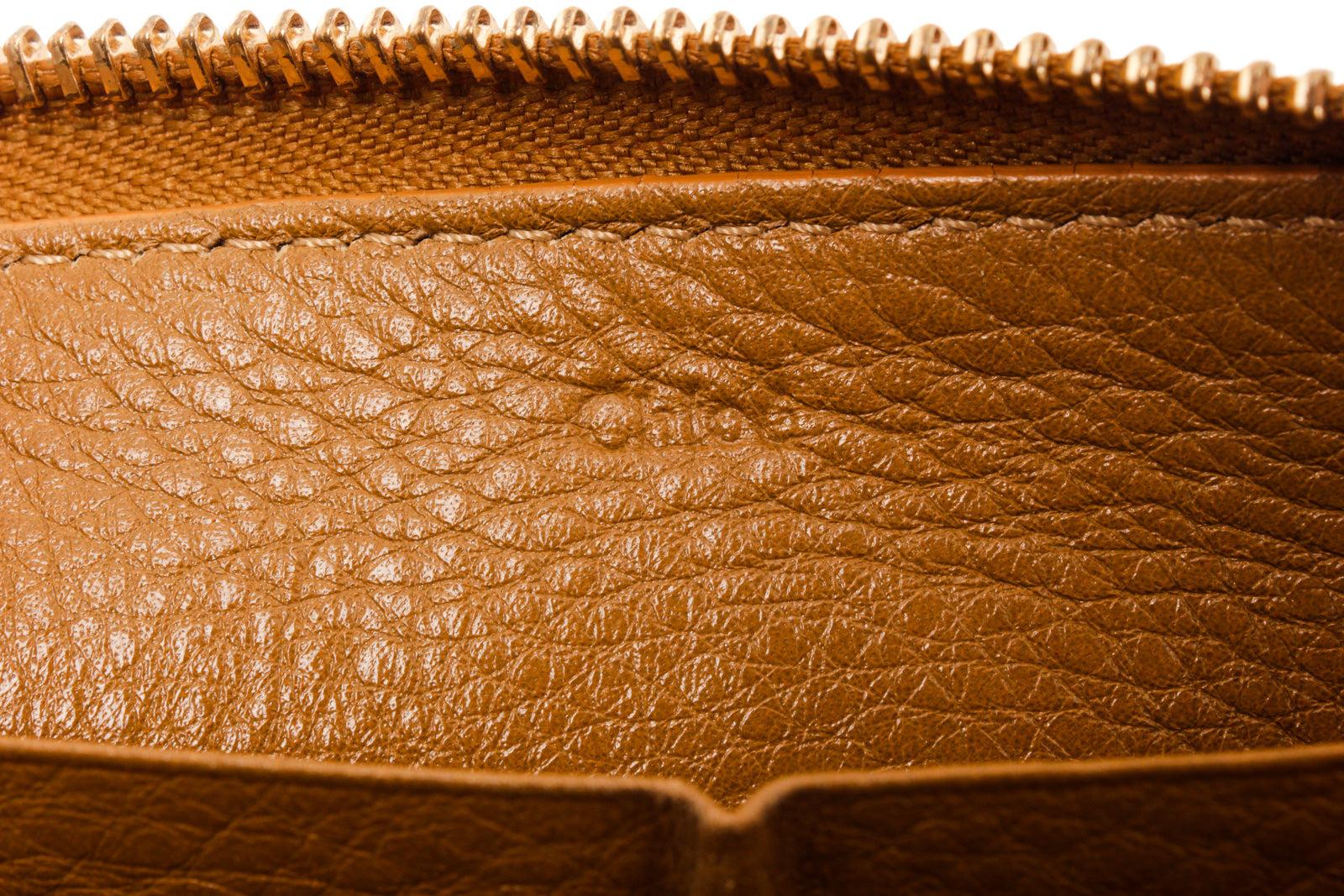 Chloe Brown Leather Lily Zip Wallet with gold-tone hardware, single exterior 2
