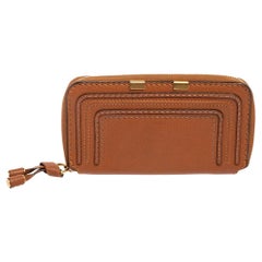 Chloe Brown Leather Marcie Zip Long Wallet