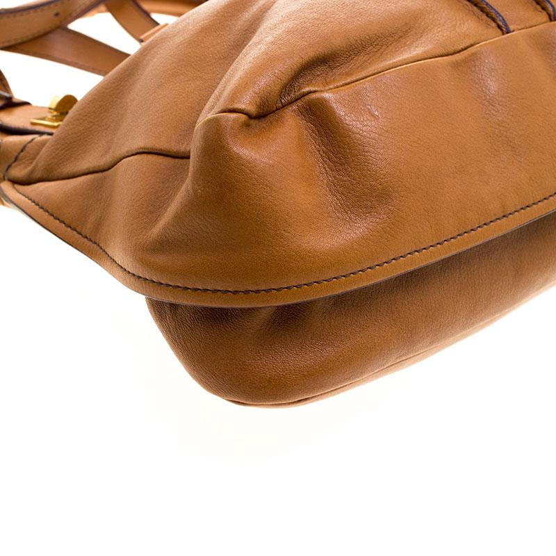 Chloe Brown Leather Margaret Shoulder Bag In Good Condition In Dubai, Al Qouz 2