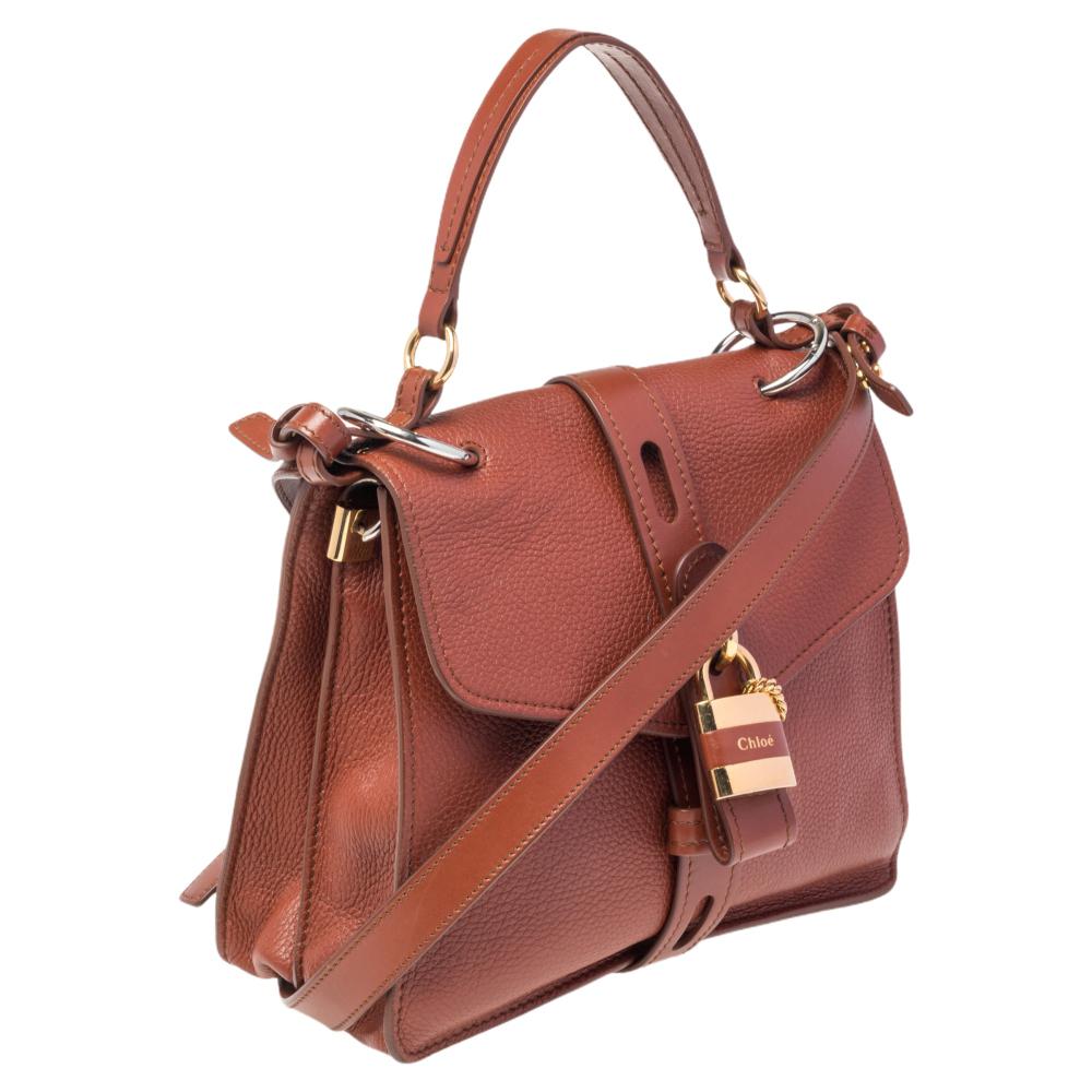 Chloe Brown Leather Medium Aby Day Top Handle Bag In Good Condition In Dubai, Al Qouz 2