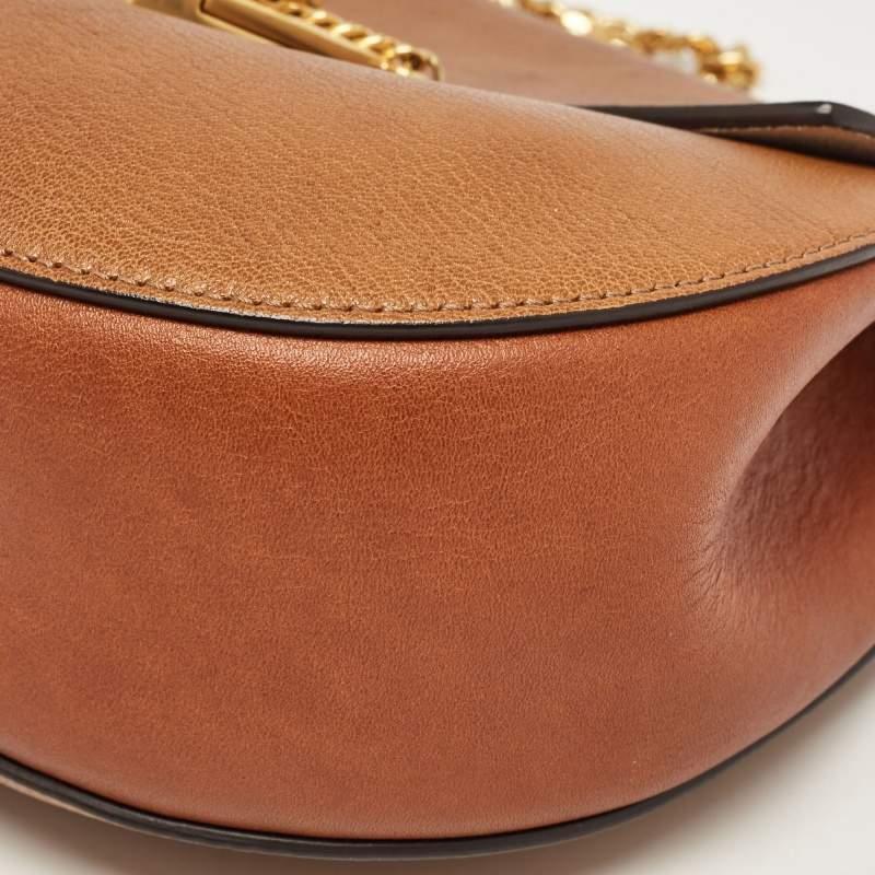 Women's Chloe Brown Leather Medium Drew Shoulder Bag For Sale