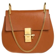 Chloe Sac à bandoulière Drew moyen en cuir marron