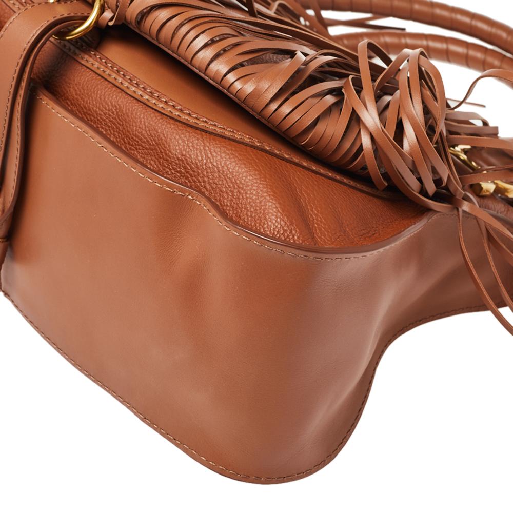 Chloe Brown Leather Medium Fringe Marcie Satchel 2