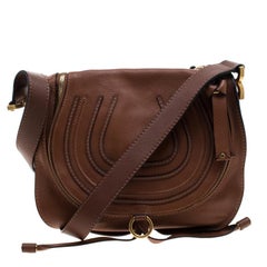 Chloe Brown Leather Medium Marcie Crossbody Bag