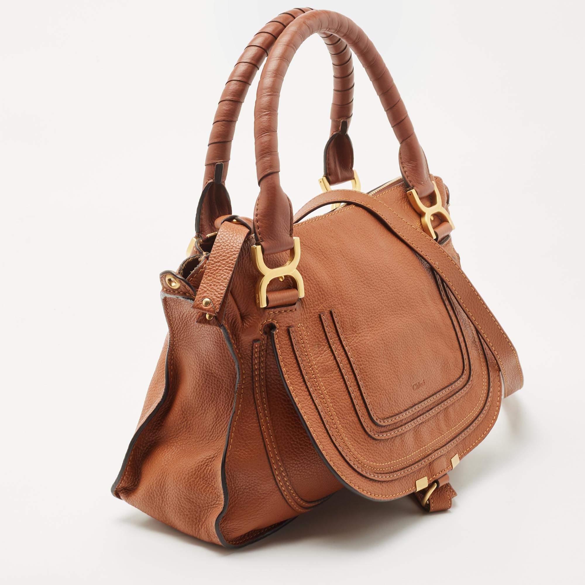 Women's Chloe Brown Leather Medium Marcie Top Handle Bag