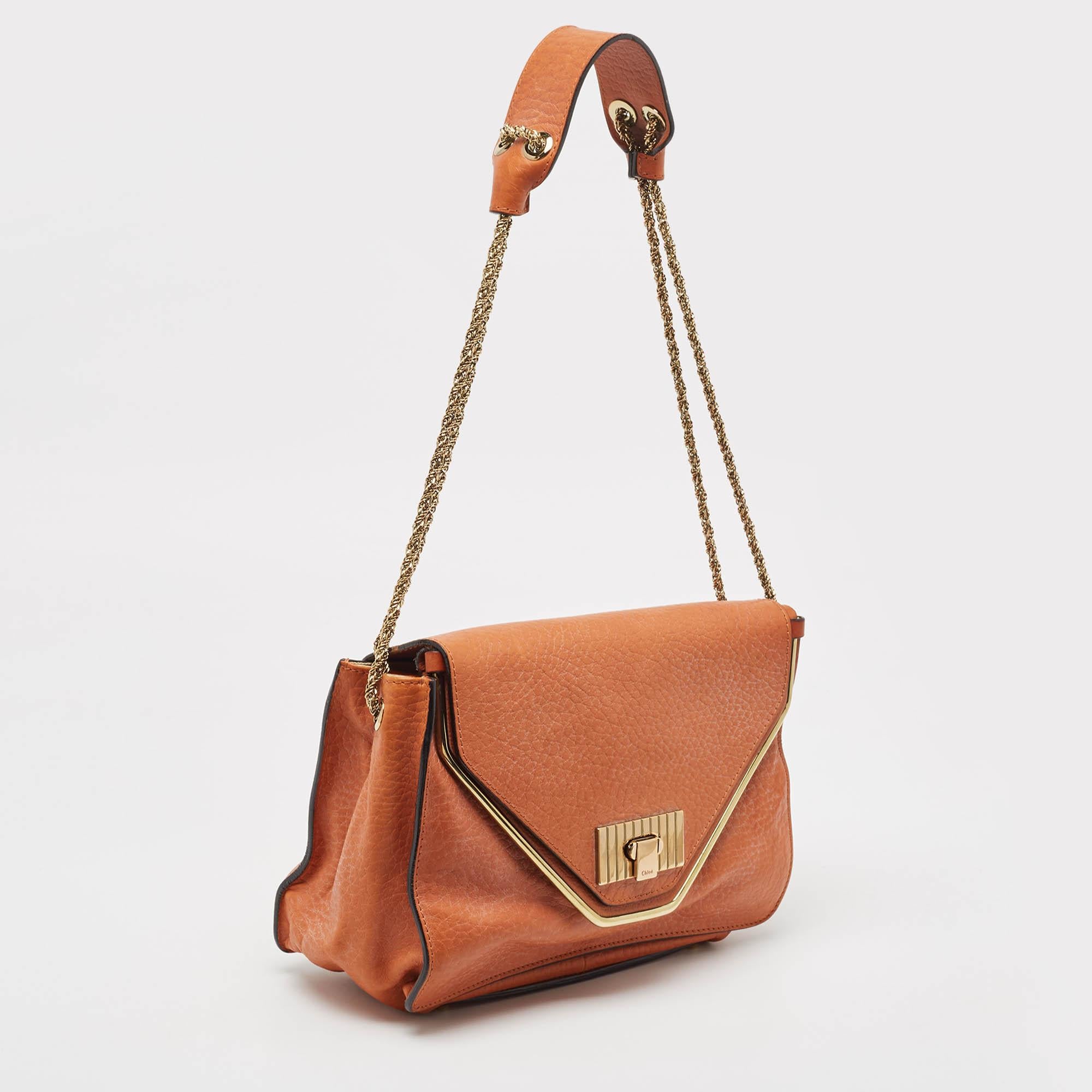 Chloe Brown Leather Medium Sally Shoulder Bag In Good Condition In Dubai, Al Qouz 2