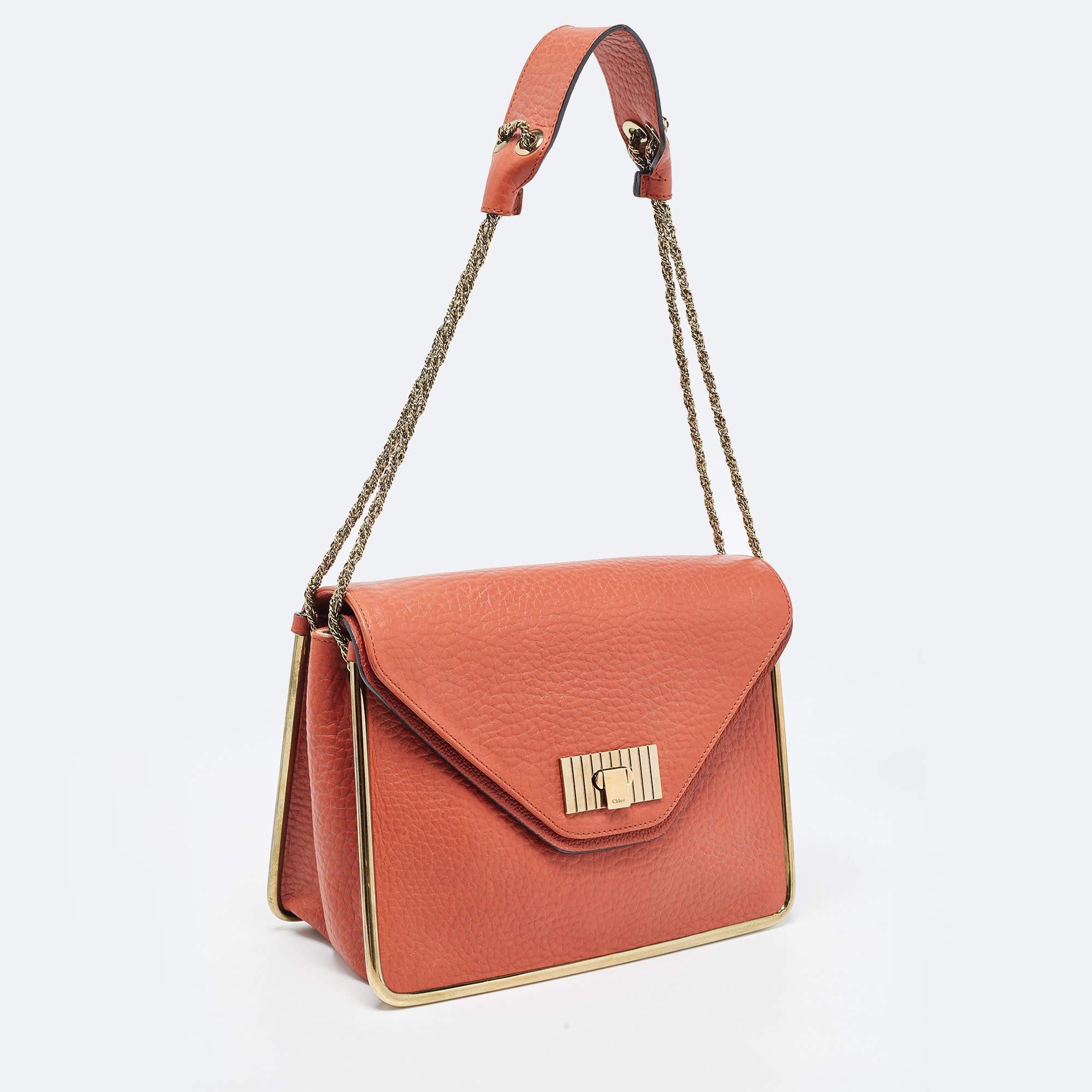 Women's Chloe Brown Leather Medium Sally Shoulder Bag