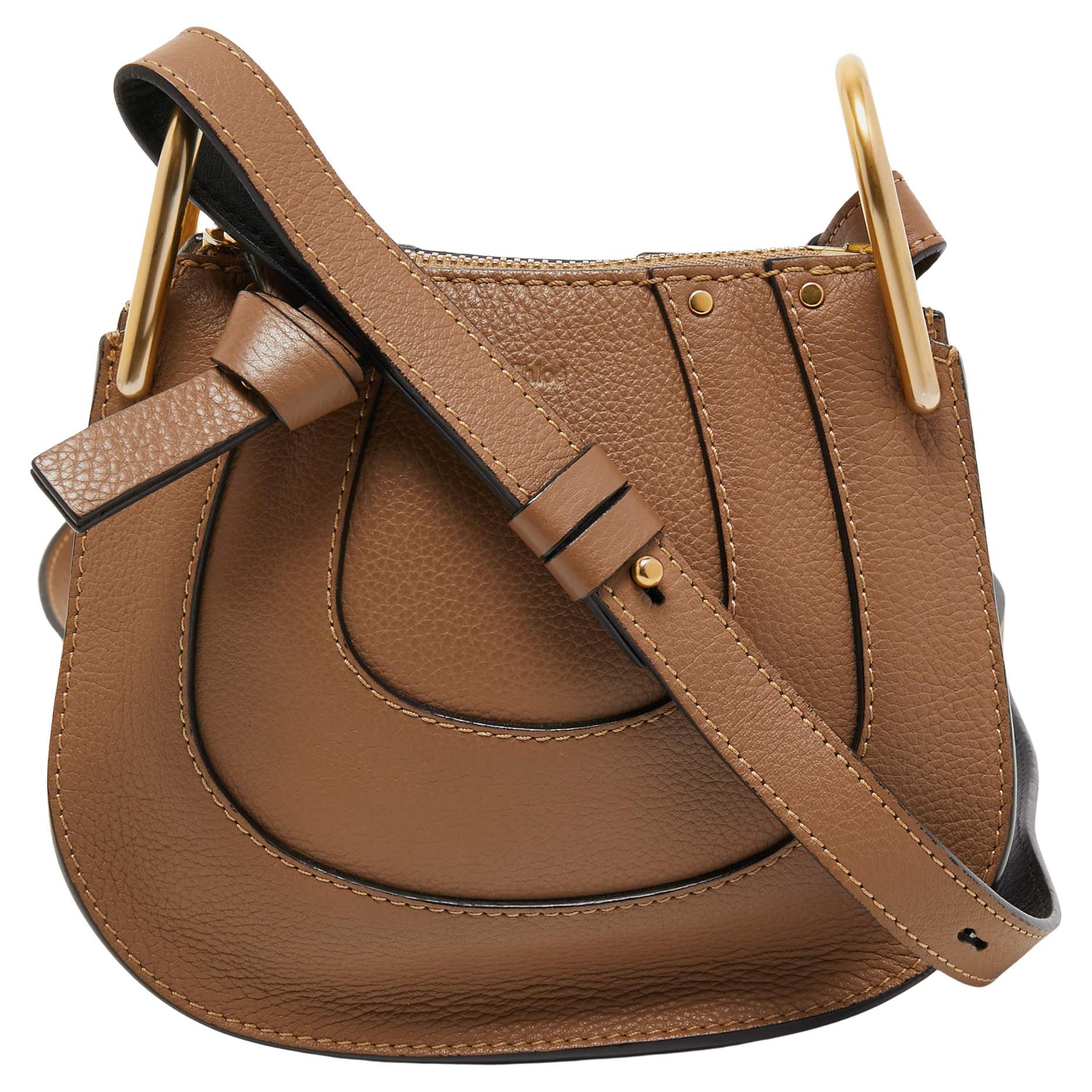 Chloe Brown Leather Nano Hayley Crossbody Bag