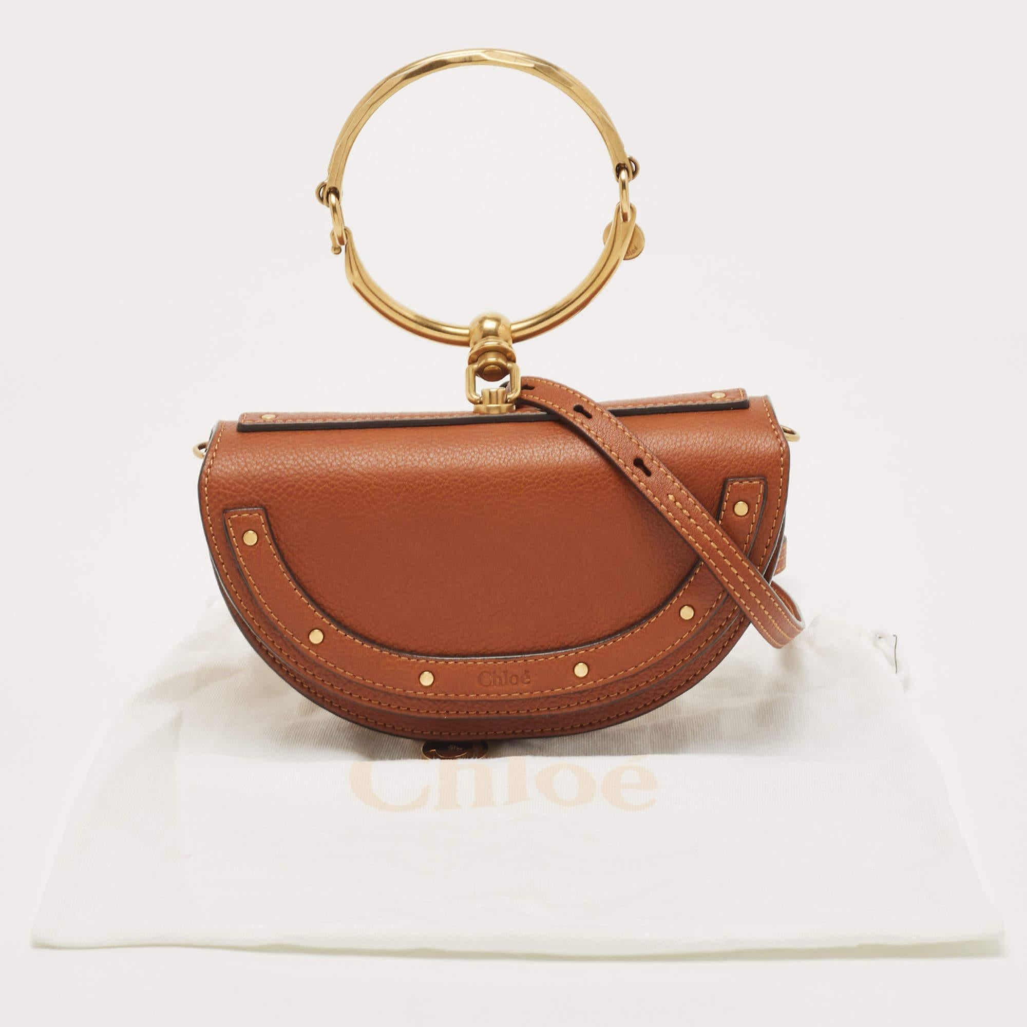 Chloé Brown Leather Nile Bracelet Minaudiere Crossbody Bag 5