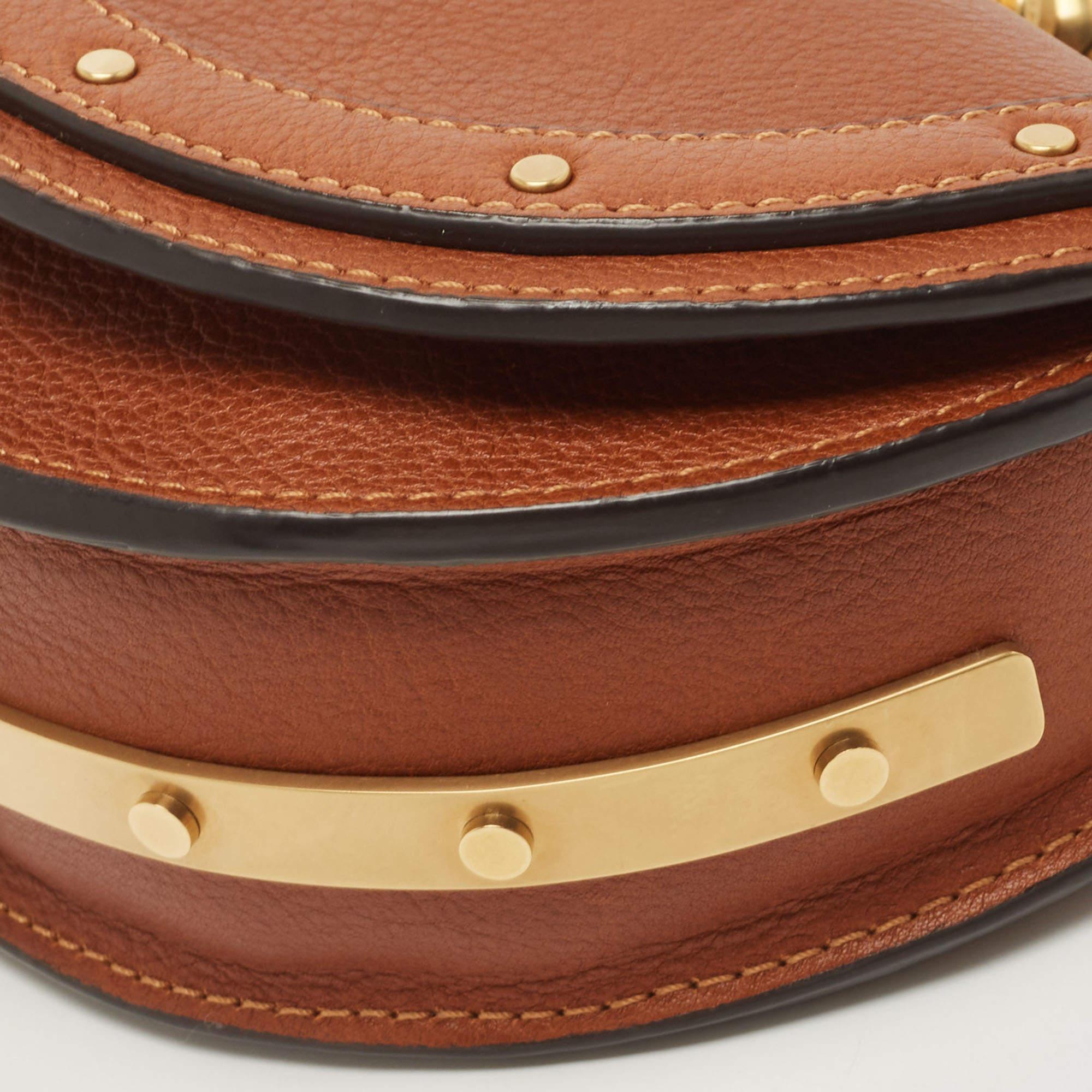 Chloé Brown Leather Nile Bracelet Minaudiere Crossbody Bag In Good Condition In Dubai, Al Qouz 2