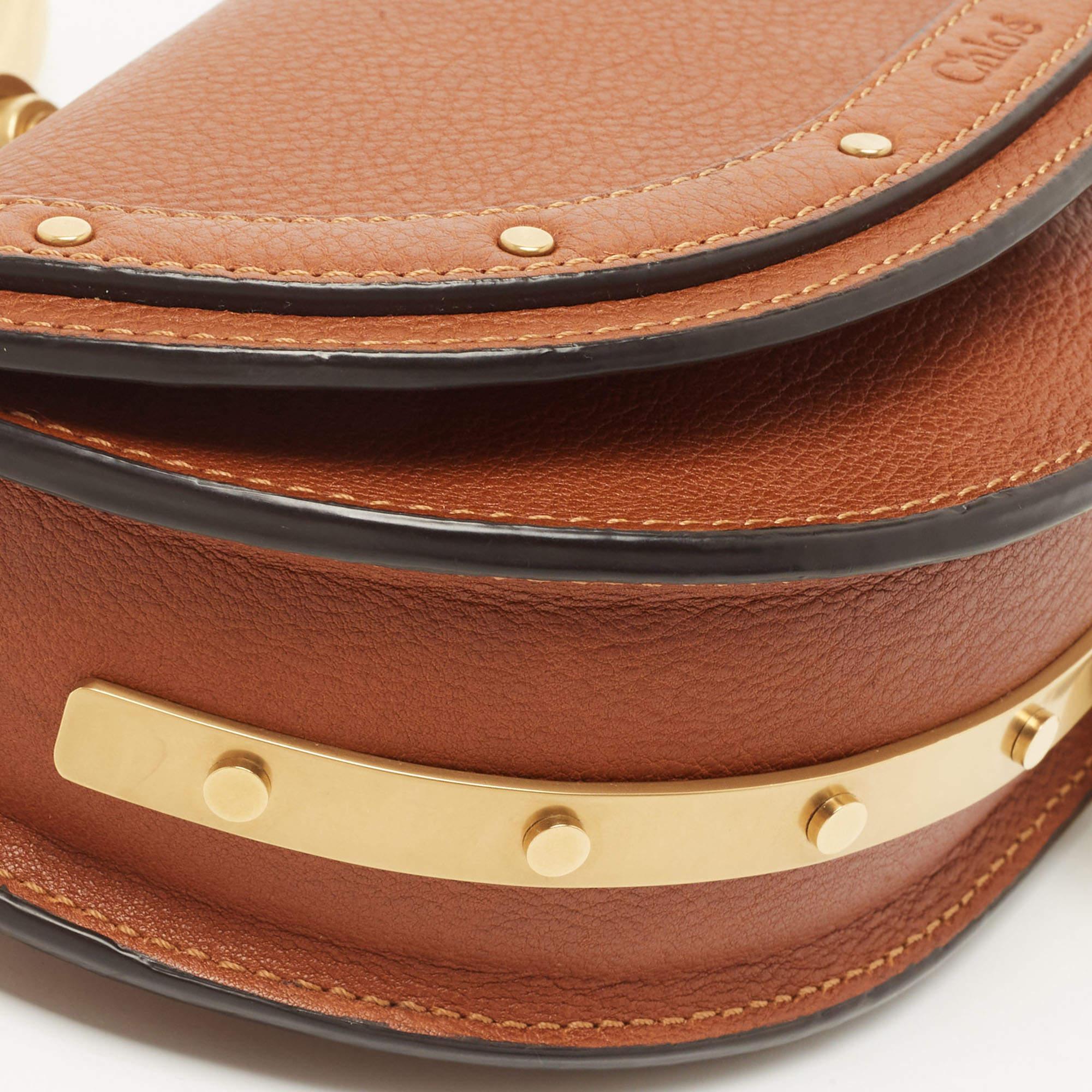 Women's Chloé Brown Leather Nile Bracelet Minaudiere Crossbody Bag