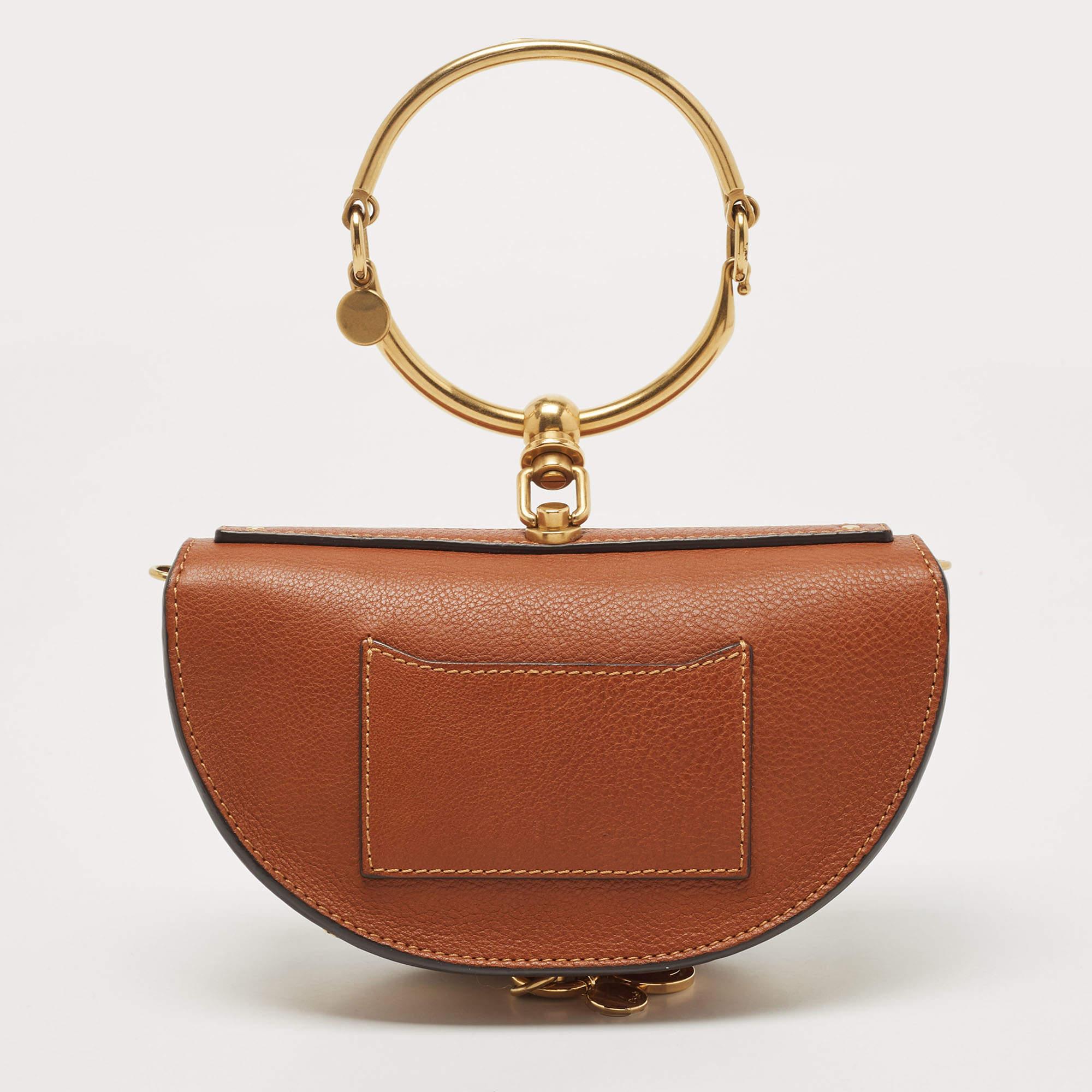 Chloé Brown Leather Nile Bracelet Minaudiere Crossbody Bag 1