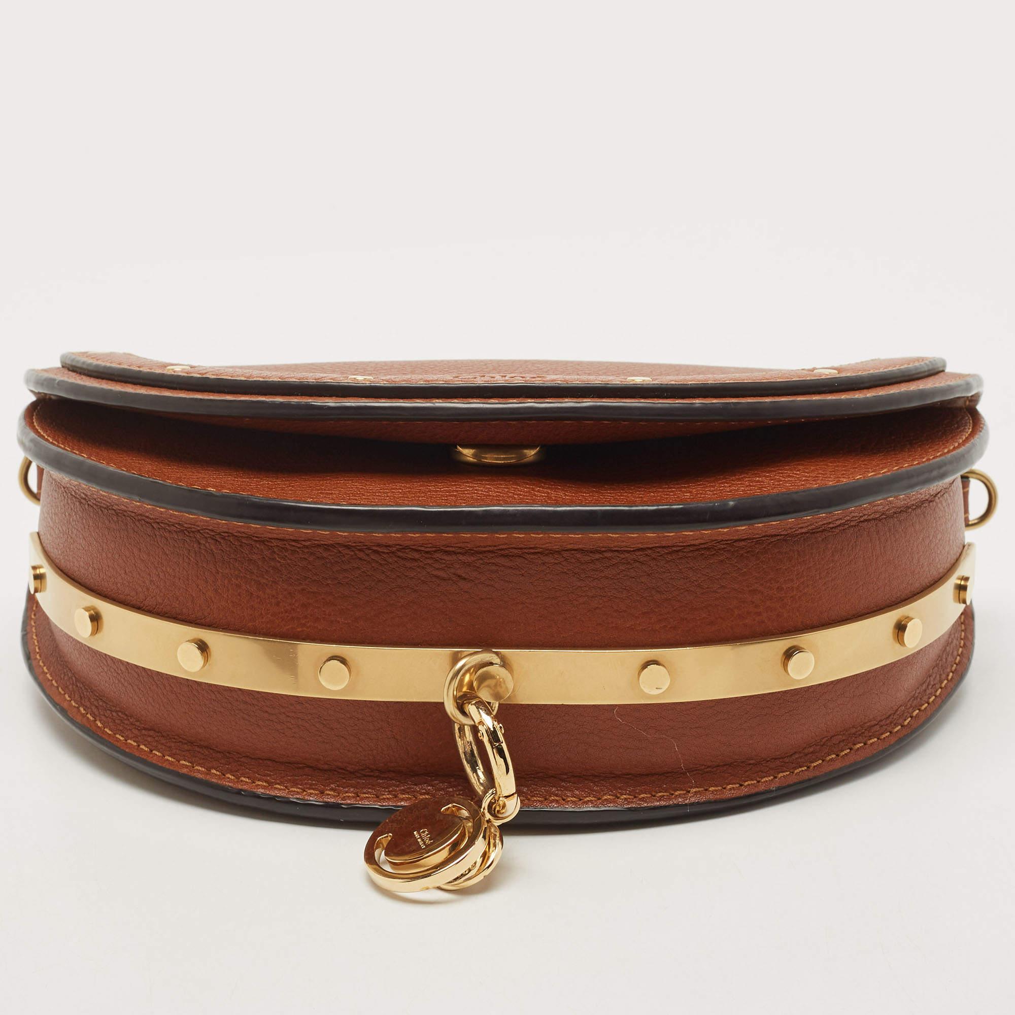 Chloé Brown Leather Nile Bracelet Minaudiere Crossbody Bag 2