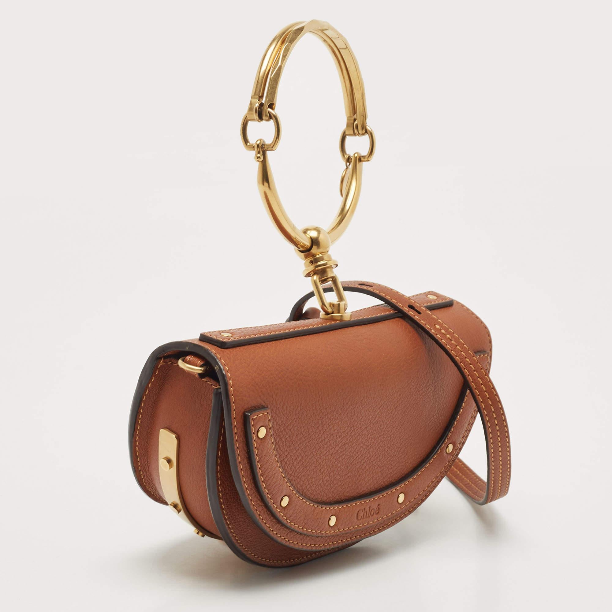 Chloé Brown Leather Nile Bracelet Minaudiere Crossbody Bag 3